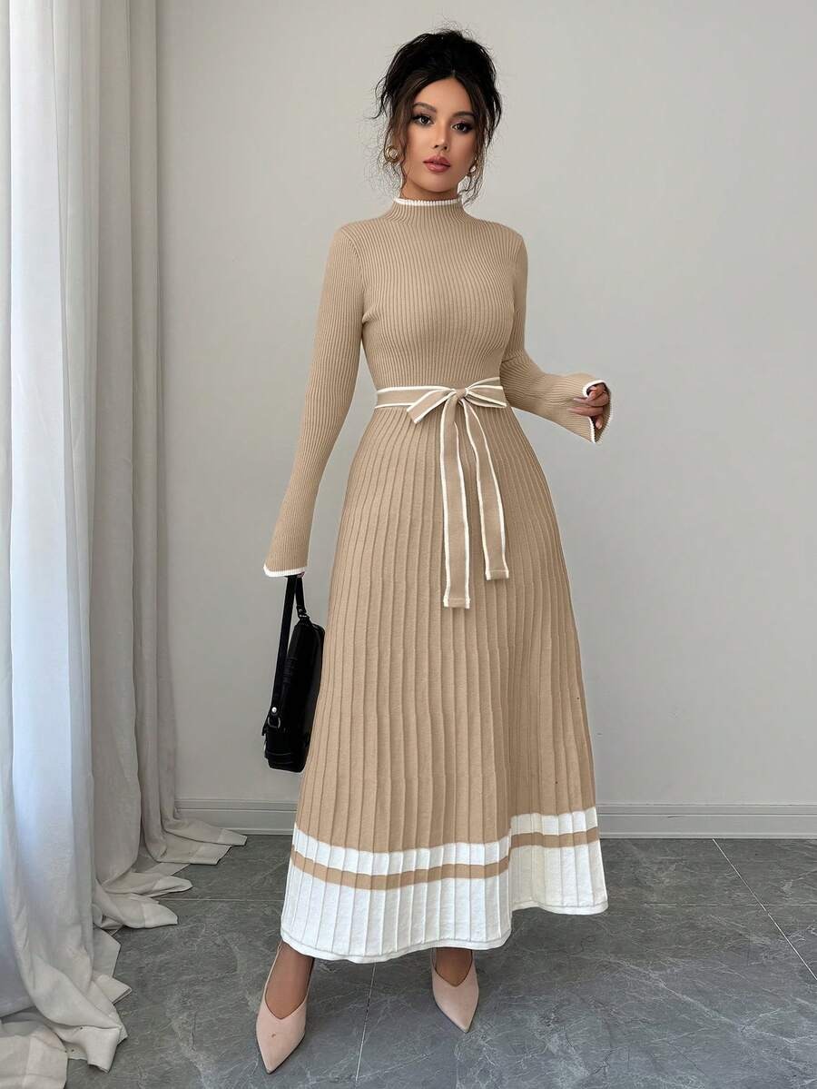 11 Rochie Lunga Tricotata Grigorina Bej - imagine 1