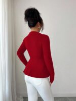 Pulover Tricotat Ofelia Rosu - imagine 2