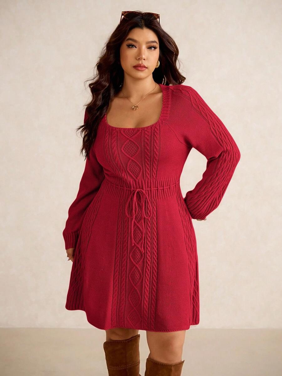 12 Rochie Scurta Tricotata Sorina Rosie - Marimi Mari - imagine 1