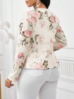 Sacou Dama Janice Alb cu Print Floral Roz ( fara captuseala ) - imagine 2