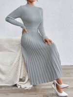 Rochie Midi Tricotata Jesica Gri - imagine 3