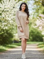 Rochie Scurta Barbara Bej tip Hanorac0