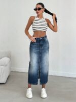 Fusta Midi Manasia din Denim - imagine 3