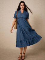 Rochie Midi Varvara din Denim - imagine 2