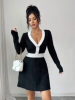 Rochie Scurta Tricotata Noella Neagra - imagine 3
