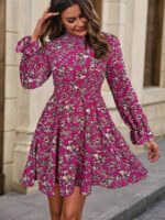 Rochie Scurta Ansa Roz Inflorata - imagine 4