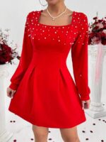 Rochie Scurta Olga Rosie cu Perle