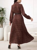 Rochie Lunga Eleonora Maro cu Buline Albe Plisata - imagine 2