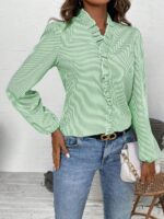 Camasa Dama Minka Vernil cu Dungi Albe - imagine 3