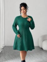 Rochie Scurta Tricotata Sarika Verde - Marimi Mari