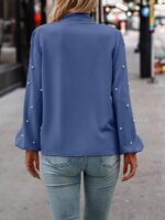 Bluza Dama Imka Albastra cu Perle - imagine 2