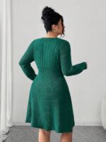 Rochie Scurta Tricotata Sarika Verde - Marimi Mari - imagine 2