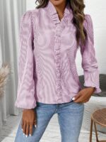 Camasa Dama Minka Roz cu Dungi Albe - imagine 4