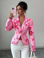 Sacou Dama Bianca Roz Inflorat ( fara captuseala )