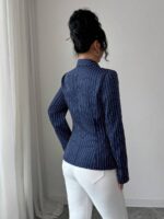 Sacou Dama Asra Bleumarin cu Dungi Albe ( fara captuseala ) - imagine 2