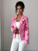 Sacou Dama Bianca Roz Inflorat ( fara captuseala ) - imagine 3