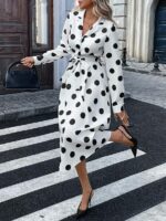 Rochie Midi Sabrina Alba cu Buline Negre - imagine 4