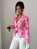 Sacou Dama Bianca Roz Inflorat ( fara captuseala ) - imagine 4