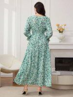Rochie Lunga Roberta Alba cu Print Floral Verde - imagine 2