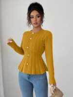 Pulover Tricotat Electra Galben Mustar