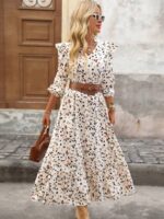 Rochie Midi Anna Alba cu Print Negru si Maro - imagine 3