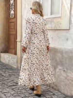 Rochie Midi Anna Alba cu Print Negru si Maro - imagine 2