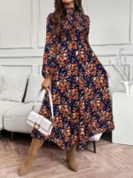 Rochie Midi Rahela de Maternitate Bleumarin Inflorata - imagine 3