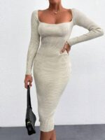 Rochie Midi Tricotata Alicia Crem
