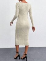 Rochie Midi Tricotata Alicia Crem - imagine 2