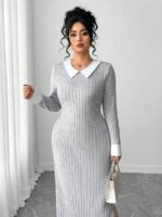 Rochie Lunga Didra Gri - Marimi Mari - imagine 3