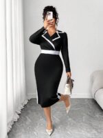 Rochie Midi Monica Neagra - Marimi Mari - imagine 4
