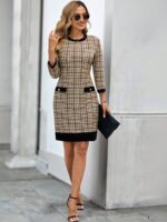 Rochie Scurta Beatrice Bej cu Maro - imagine 3