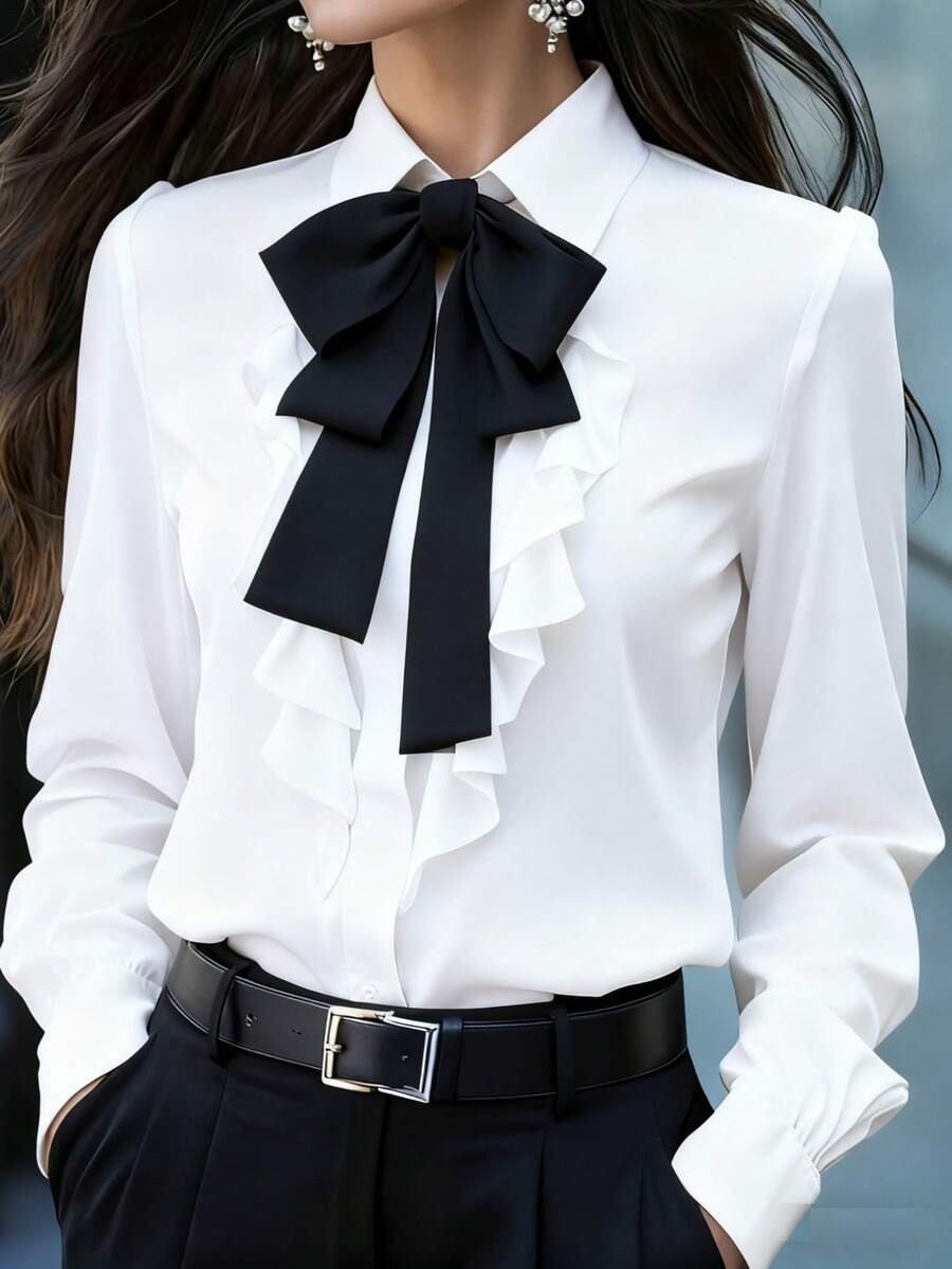 61 Camasa Dama Candace Alba cu Funda Neagra - imagine 1