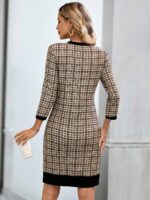 Rochie Scurta Beatrice Bej cu Maro - imagine 2