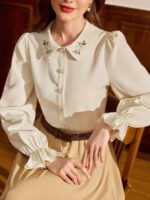 Camasa Dama Alicia Crem cu Broderie