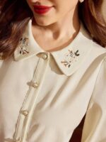Camasa Dama Alicia Crem cu Broderie - imagine 3