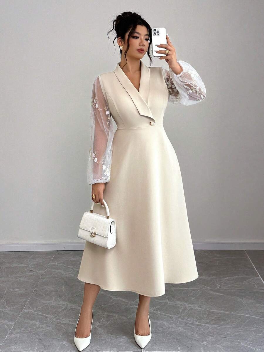 7 Rochie Midi Elvira Crem - Marimi Mari - imagine 1
