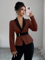 Bluza Dama Leylla Maro cu Guler Negru - imagine 3