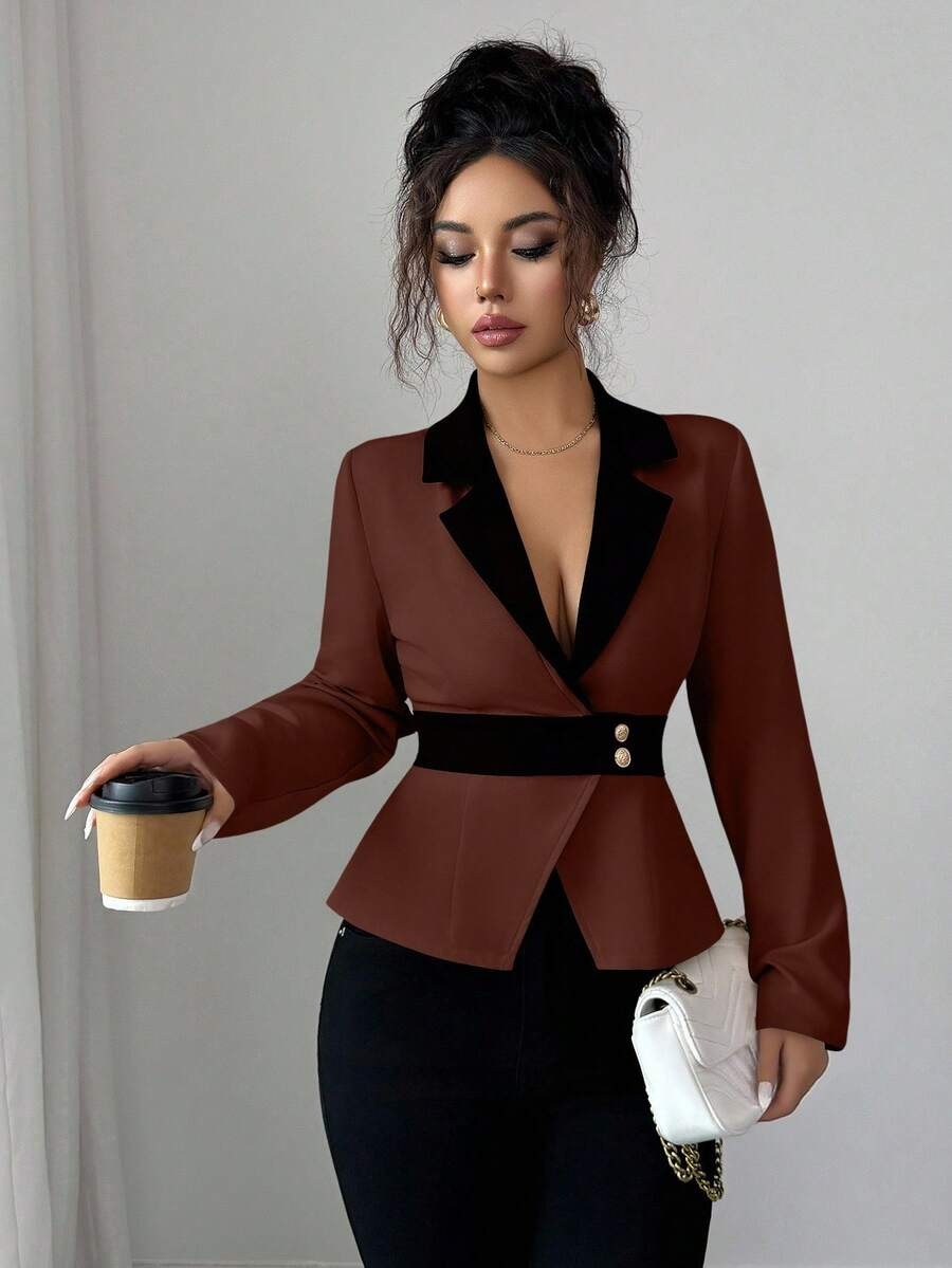 75 Bluza Dama Leylla Maro cu Guler Negru - imagine 1