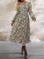 Rochie Midi Sanziana cu Print Floral Multicolor