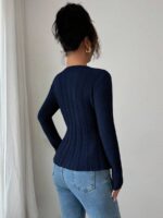 Pulover Tricotat Electra Bleumarin - imagine 2