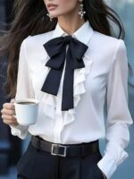 Camasa Dama Candace Alba cu Funda Neagra - imagine 3