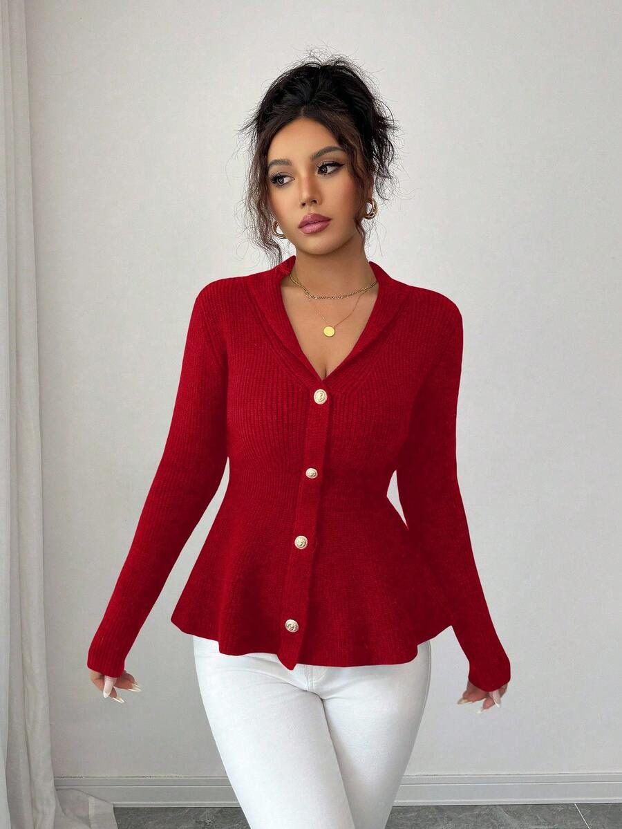 9 Pulover Tricotat Ofelia Rosu - imagine 1