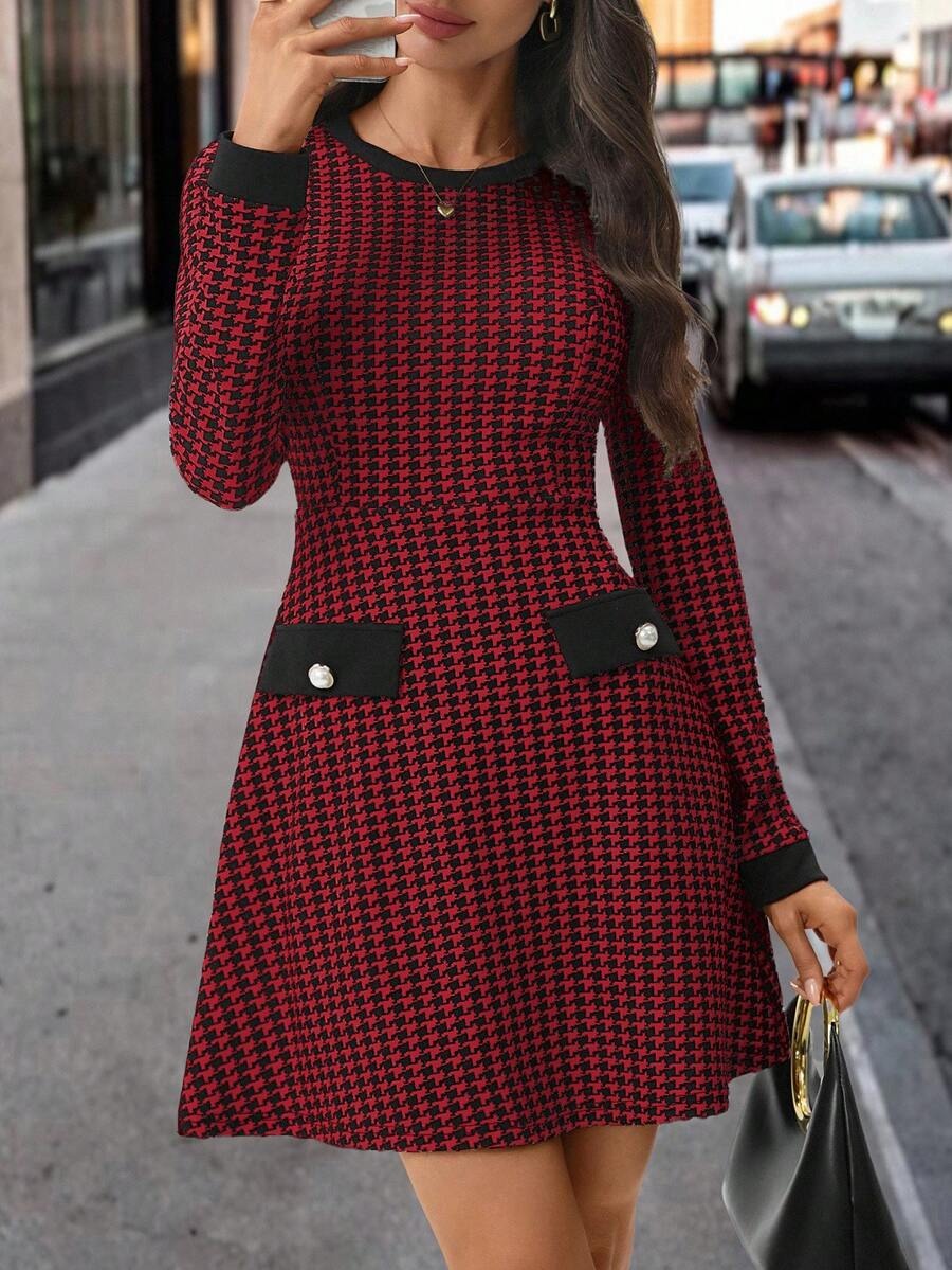 0 Rochie Scurta Isla Grena cu Print Geometric Negru - imagine 1