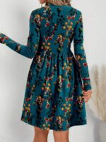 Rochie Scurta Emilla Turcoaz Inflorata - imagine 2