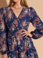 Rochie Scurta Lianna Bleumarin cu Print Portocaliu - imagine 4
