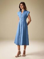 Rochie Midi Petunia din Denim - imagine 4