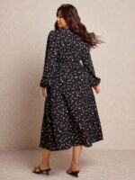 Rochie Midi Flavia Neagra Inflorata - Marimi Mari - imagine 2