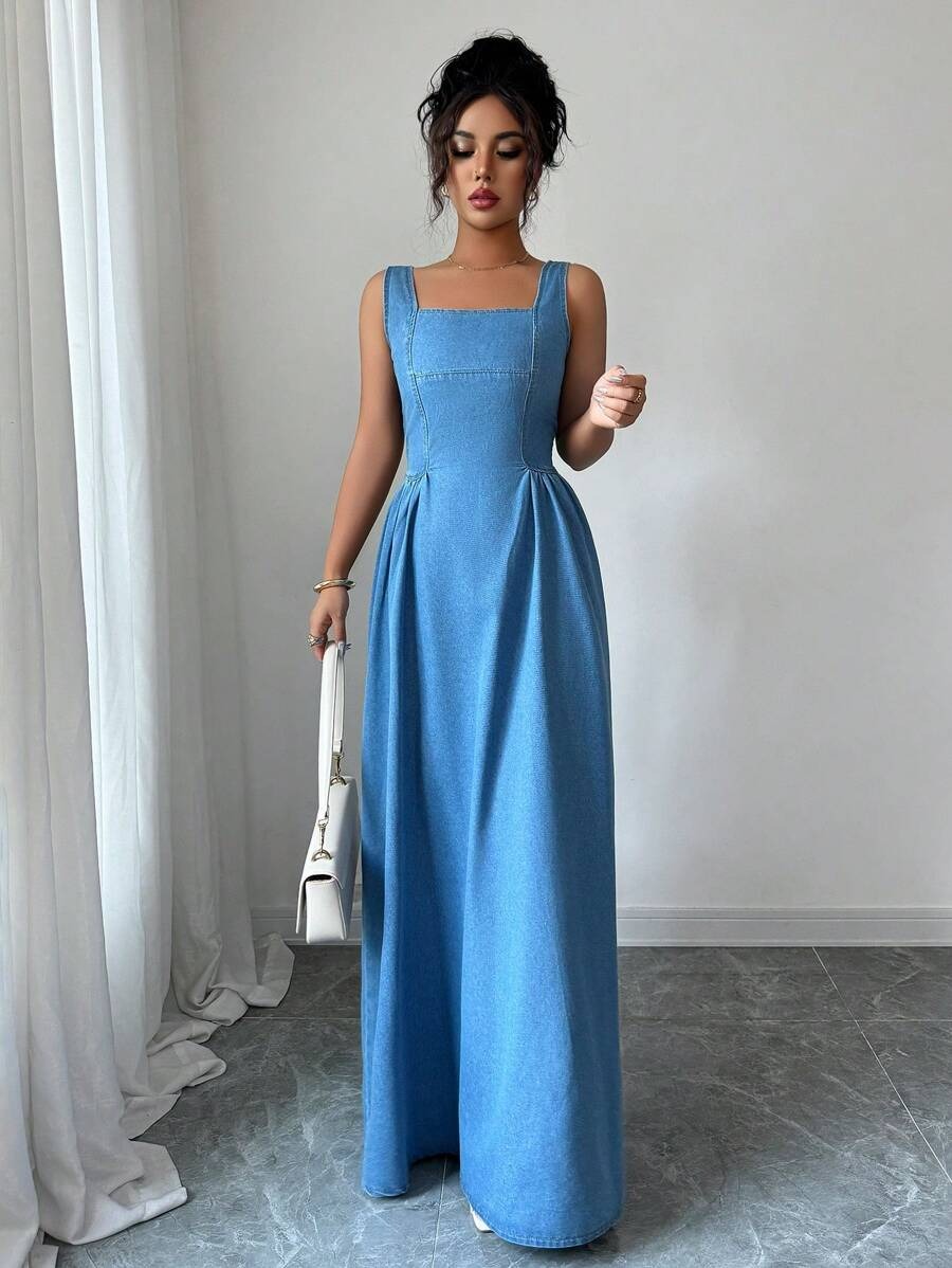 3 Rochie Lunga Andela din Denim - imagine 1