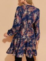 Rochie Scurta Lianna Bleumarin cu Print Portocaliu - imagine 2